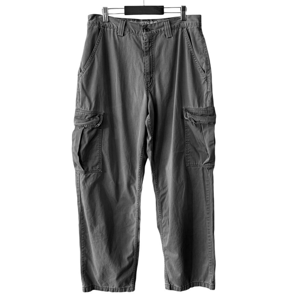 Vtg SilverTab Levis Loose Baggy Cargo Pants 33x34 Grey Khaki Utility W33 L32 90s
